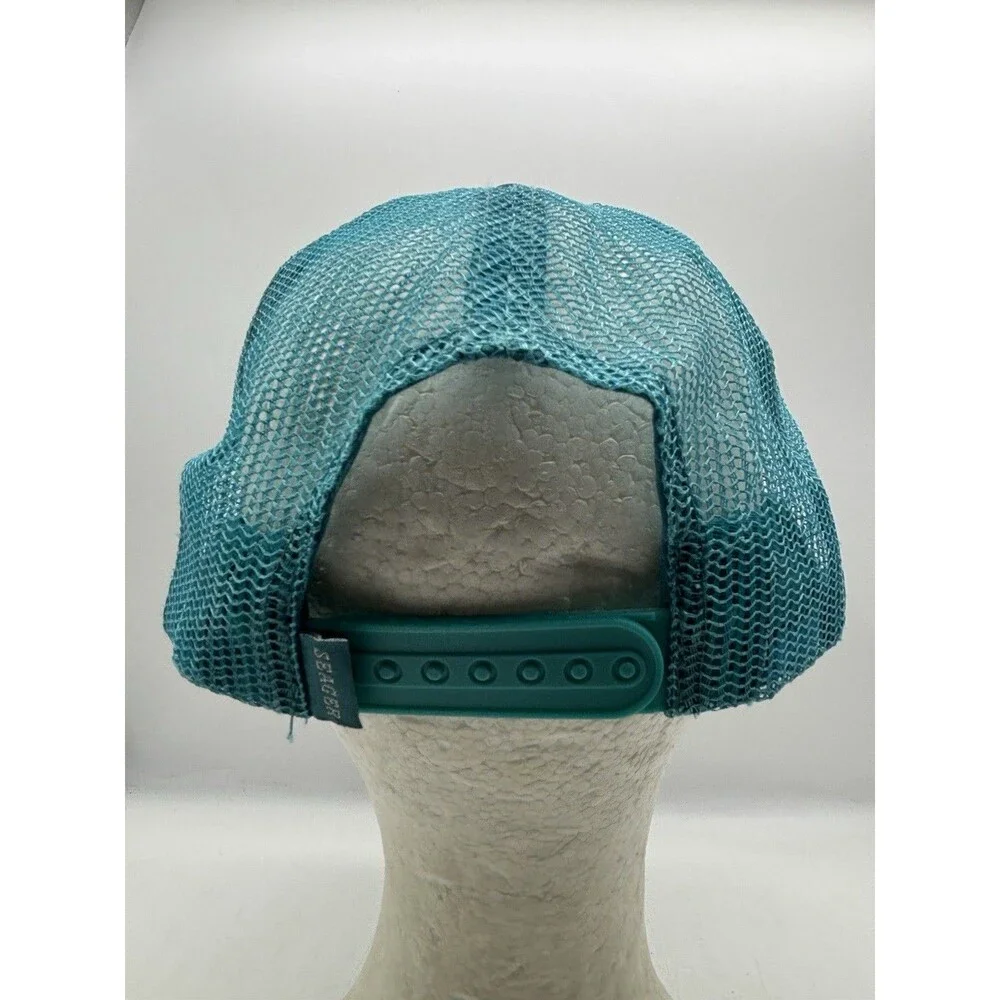 Seager Co Waylon Hat Teal Blue Nylon Mesh Trucker Snapback Cap Western Surf Mens